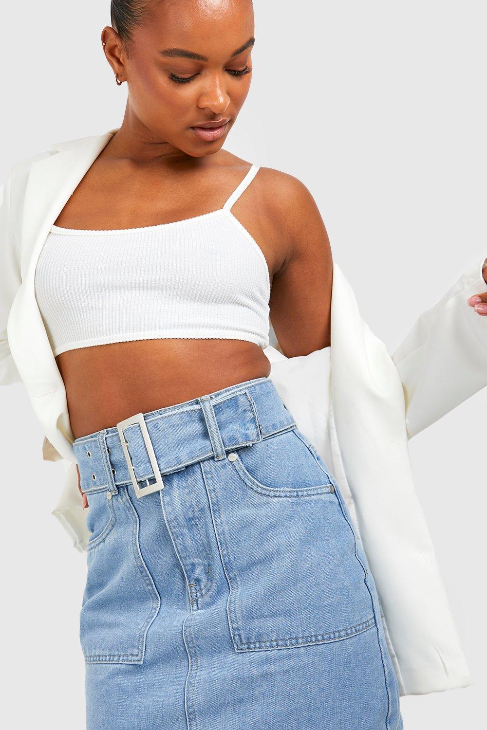 White denim best sale skirt boohoo